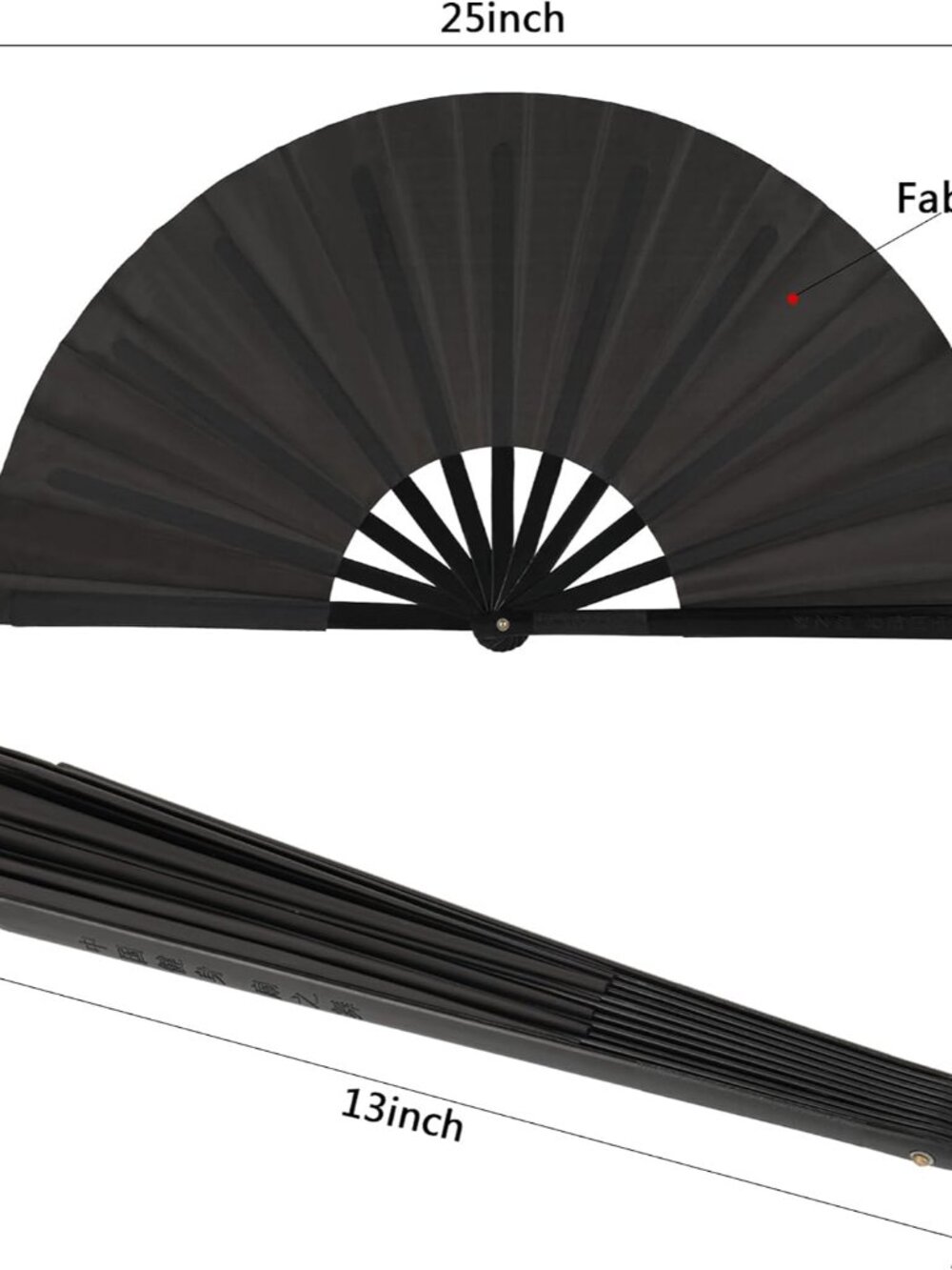 2 Pack Foldable Fans for Rave Dancing,Black,Simple Pattern - Picture 4 of 7